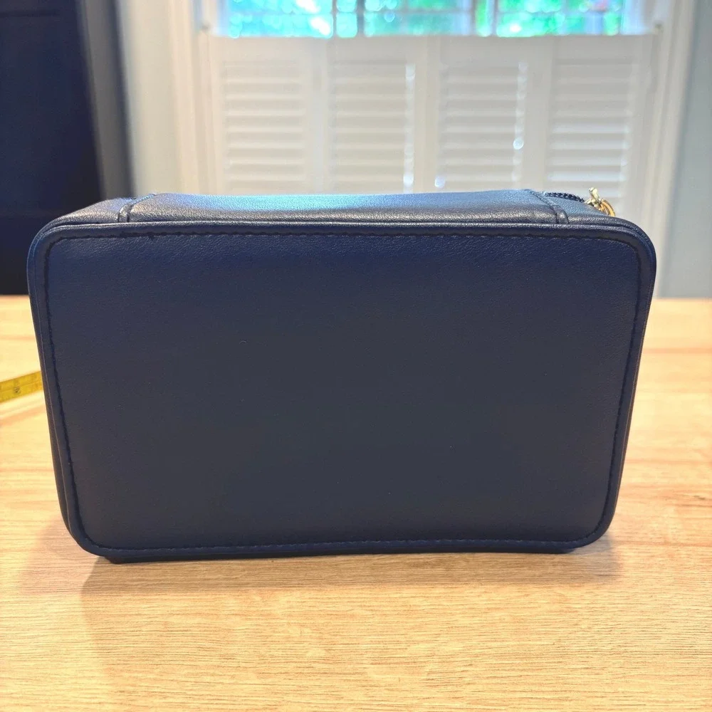Missoni Navy Blue Zigzag Embossed Travel Amenity Kit Pouch with Eye Mask & Socks